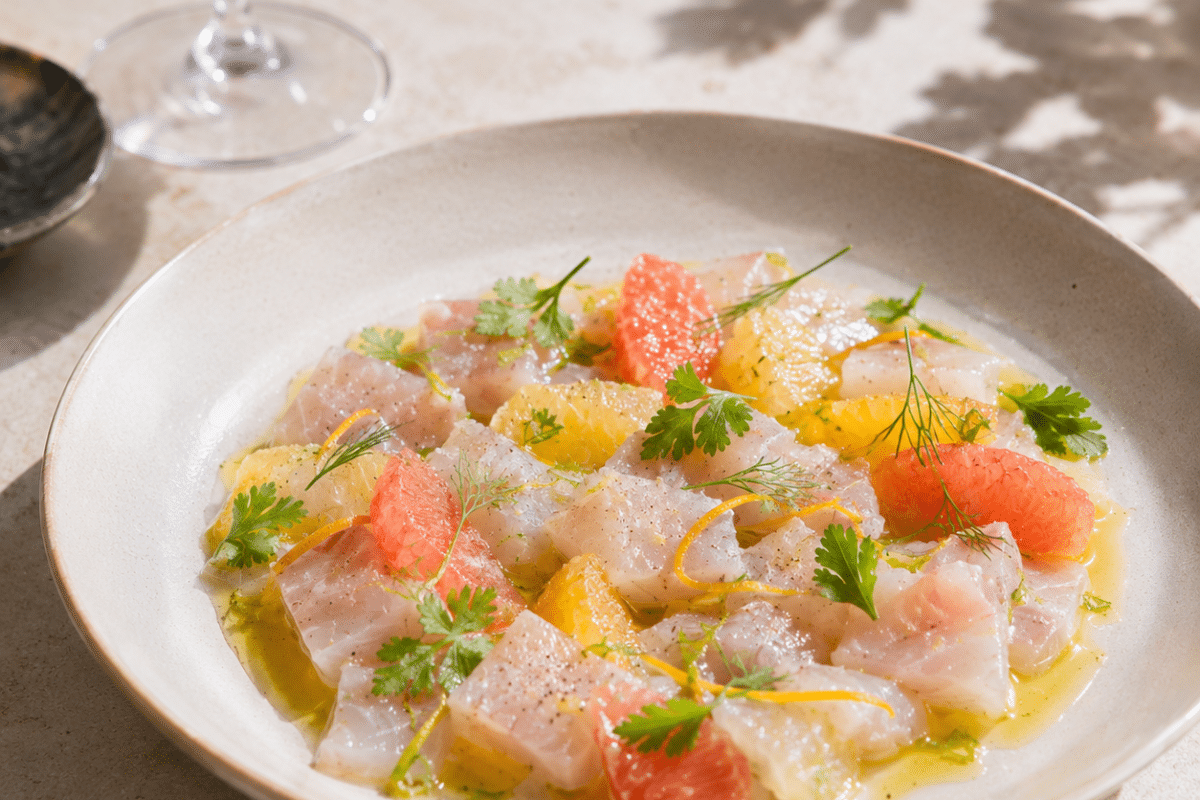 Tartare de daurade, agrumes & huile d’olive